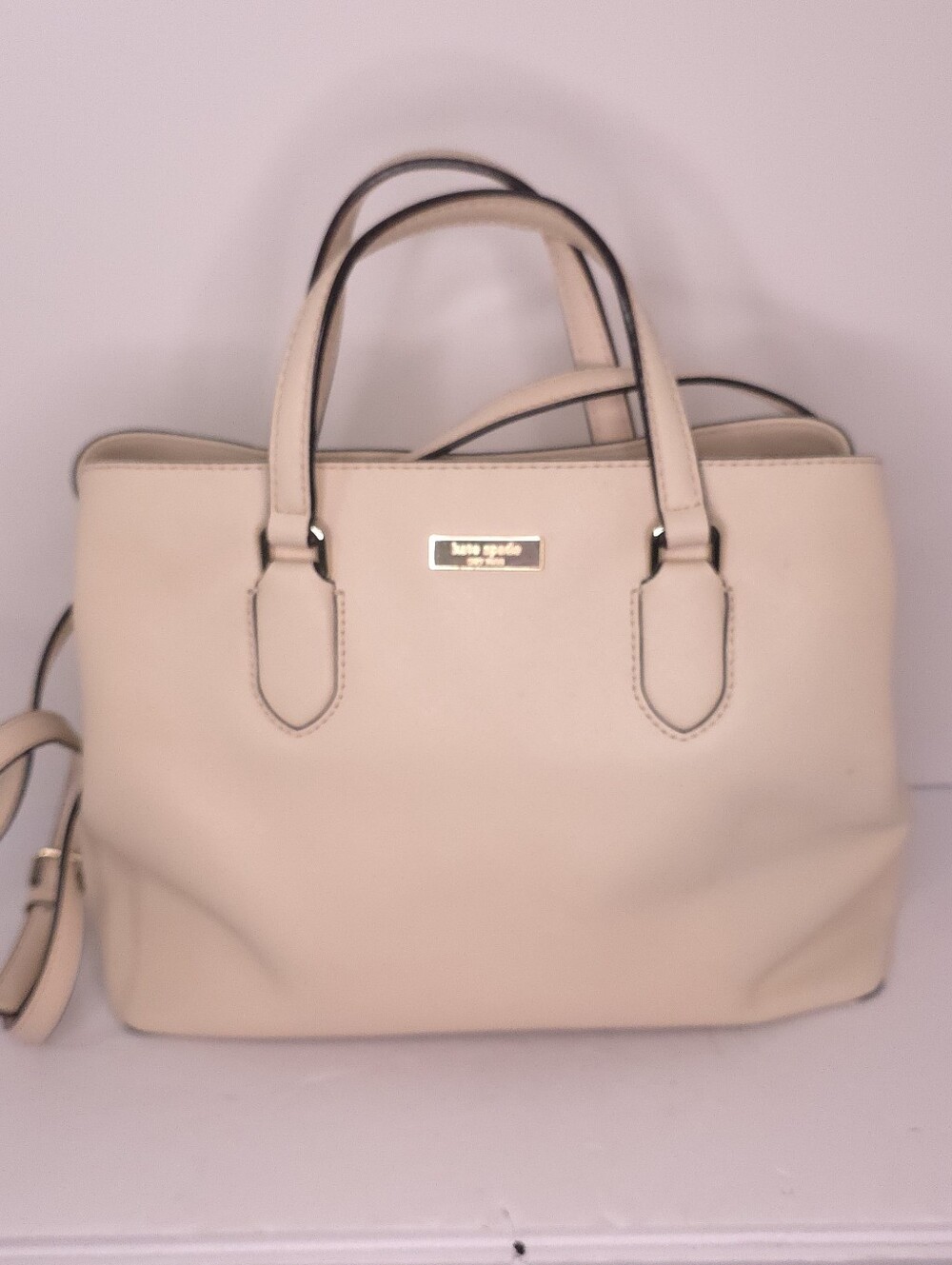 KATE SPADE NY Evangelie Laurel Way Satchel Handbag Saffiano Leather Light Pink